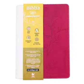 Inicio Biblia Reina Valera 1960, Letra Super Gigante, Símil Piel, Índice, Fucsia, Blanco