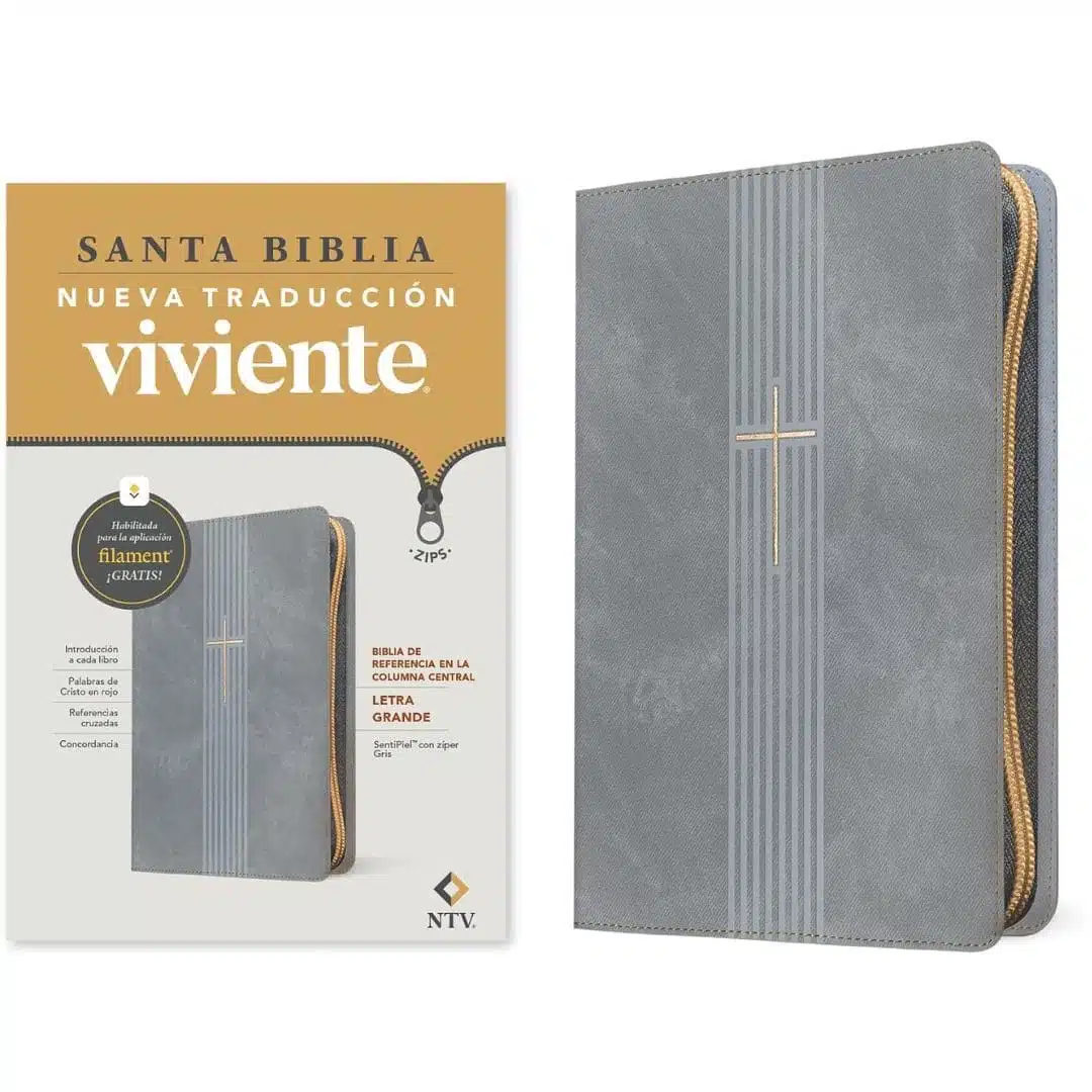 Biblia NTV, Letra Grande con Filament, Símil Piel, Cierre, Gris Claro 9798400506857 Biblia NTV, Letra Grande con Filament, Símil Piel, Cierre, Gris Claro